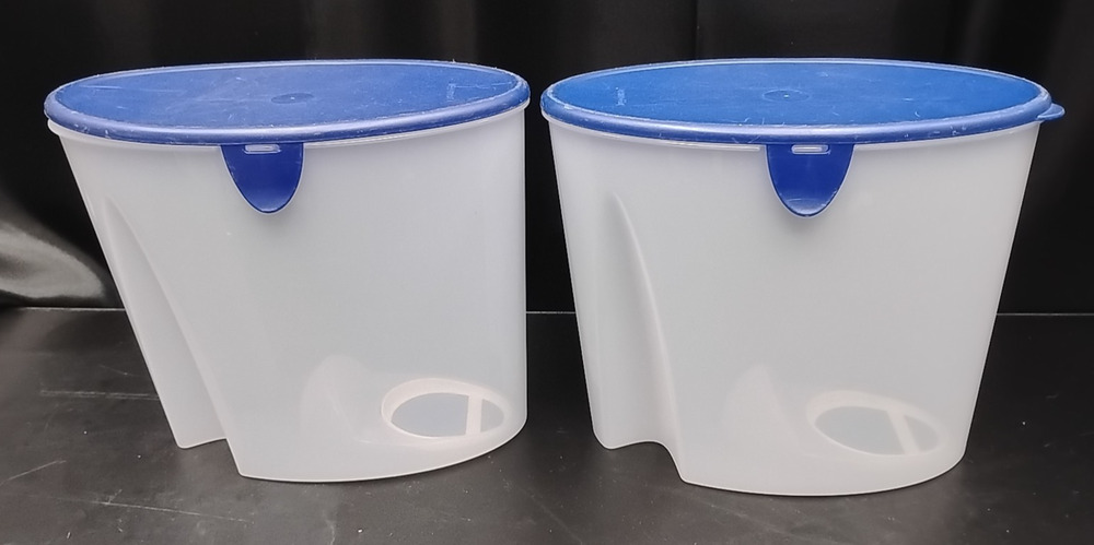 2 Tupperware tall double open oval first-in first-out 5 liter 4001A Blue